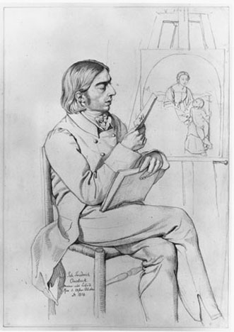 Johann Friedrich Overbeck ein Druckblatt von Dürer lesend