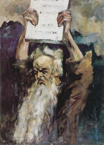 Moses zerschmettert die Gesetzestafeln